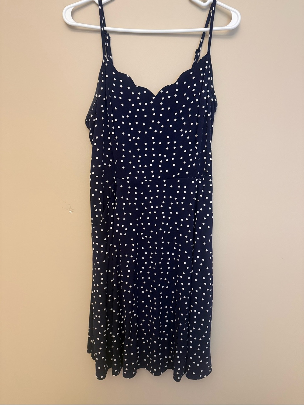 41 Hawthorn Navy Blue Polka Dot Scallop-Neck Slip Dress